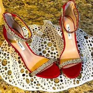 Nina New York Women’s Vauna Stiletto Red Rouge Crystal Shoes Size 8 1/2